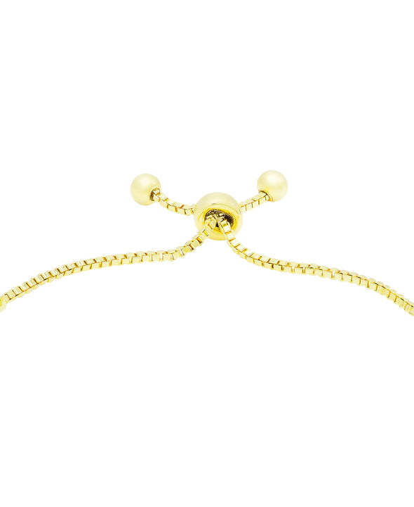 Freshwater Pearl & Gold Ball Bolo Bracelet in Sterling Silver