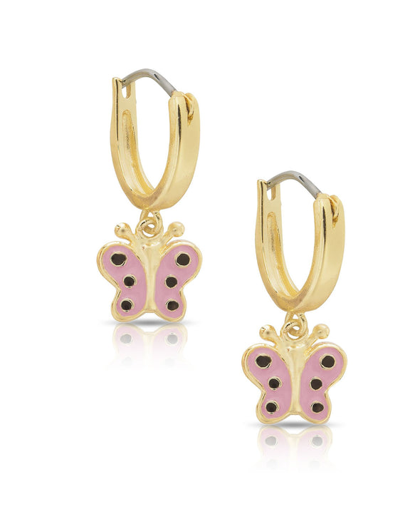 Hanging Butterfly Hoop Earrings