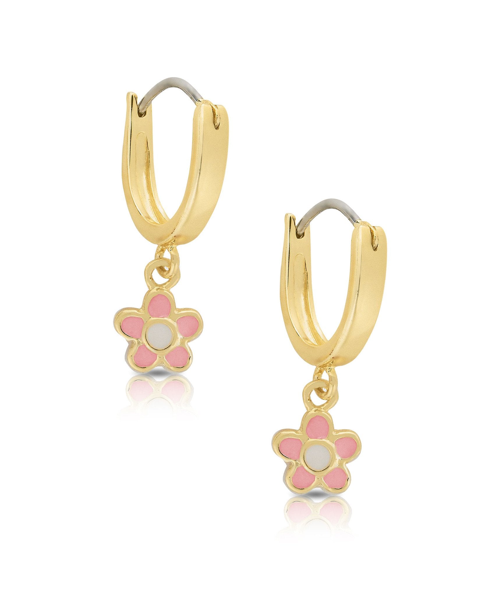 lily flower drop earrings Hanging Flower Hoop pink earrings