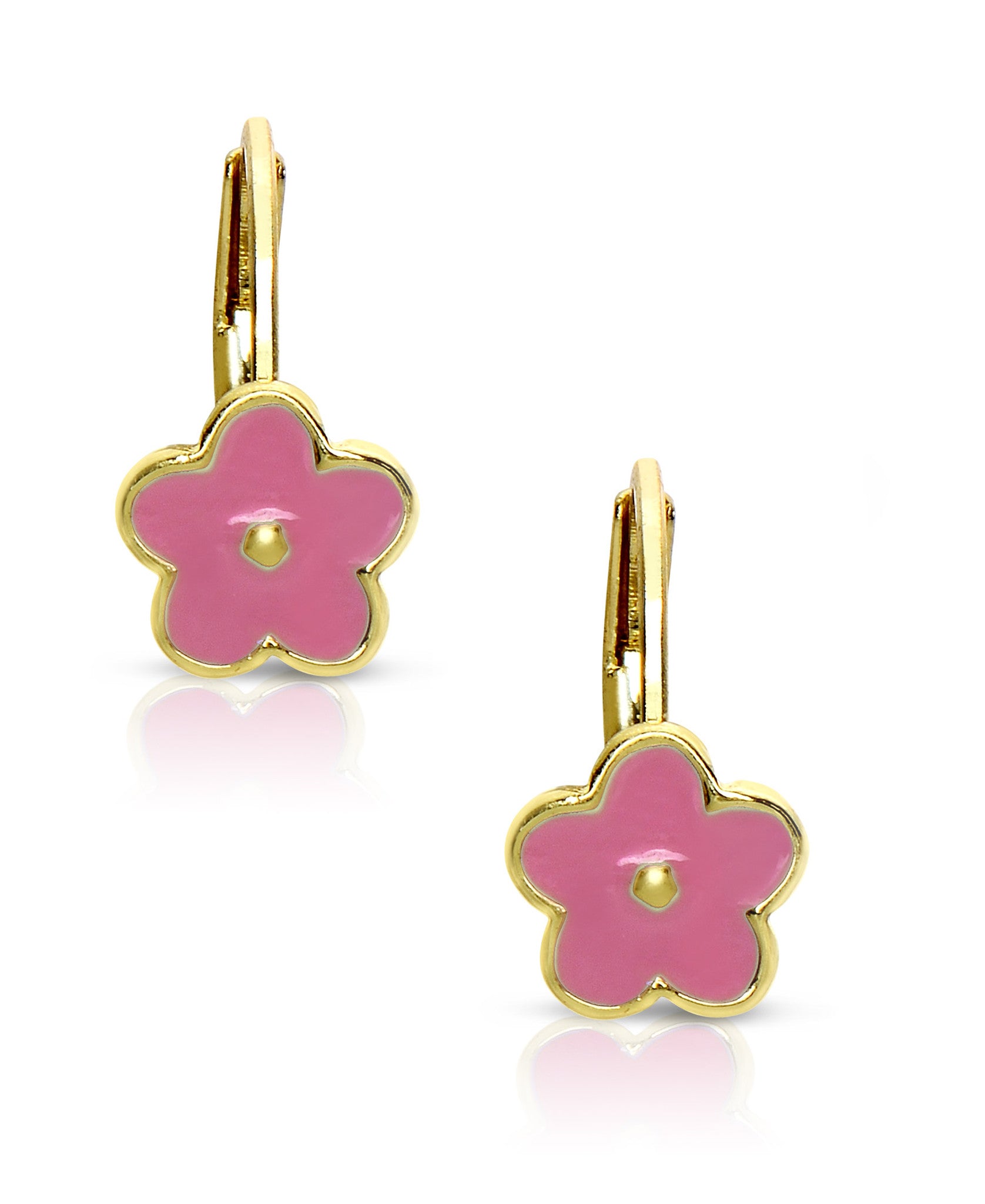 thumbnail image 2 of Crystal Flower Leverback Drop Earrings - 14K Gold Plated Daisy Hoop Earrings 2 of 10