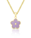 Flower Stud Earrings and Necklace Set - Purple