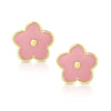 Flower Stud Earrings and Necklace Set - Pink