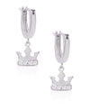 Princess Crown Drop Earrings in Sterling Silver