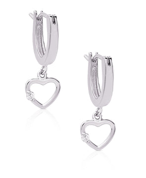 Open Heart Drop Earrings in Sterling Silver