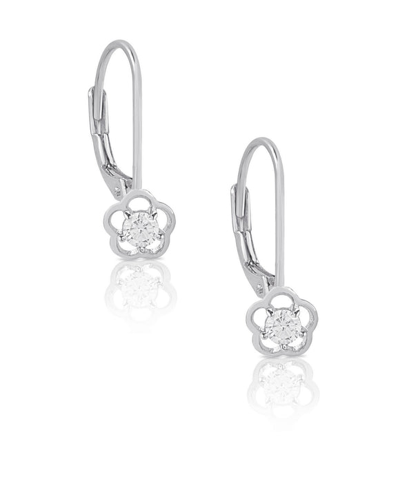 Flower CZ Drop Earrings in Sterling Silver