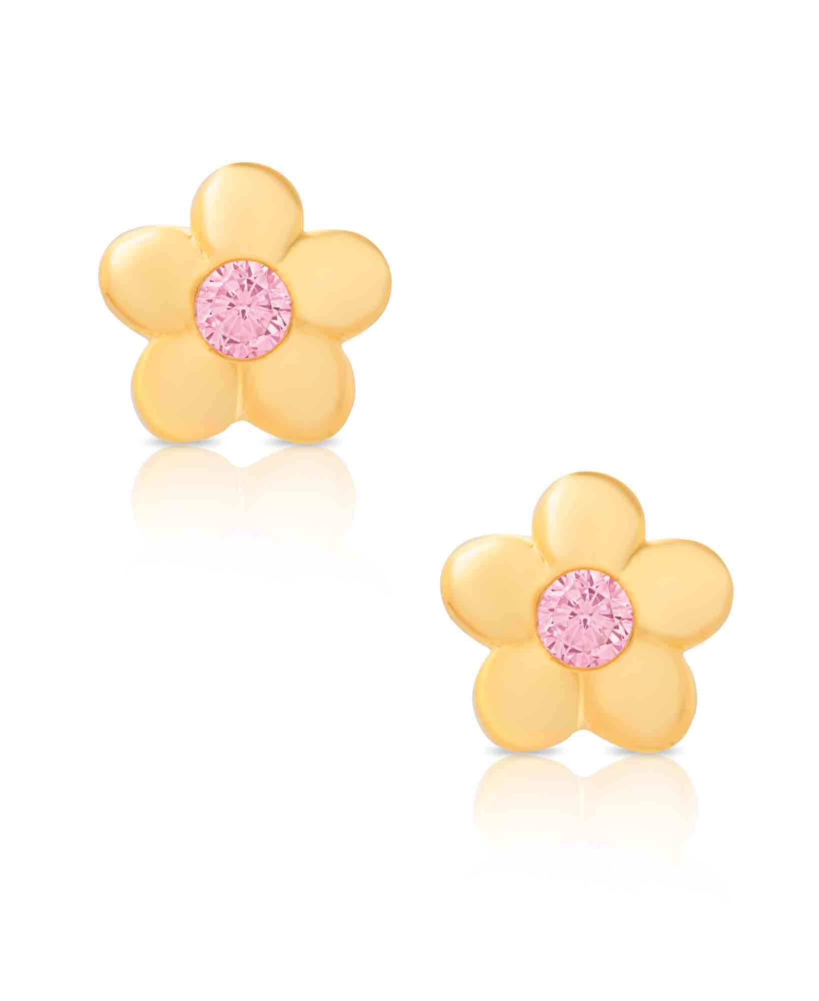 Flower CZ Stud Earrings in 18K Gold over Sterling Silver Flower CZ Stud Earrings in 18K Gold over Sterling Silver