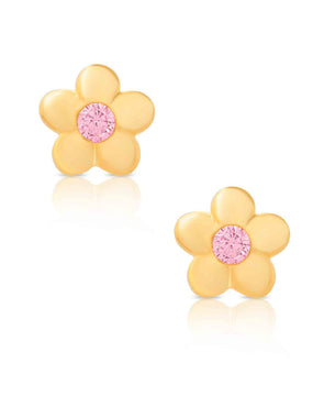 Flower CZ Stud Earrings in 18K Gold over Sterling Silver