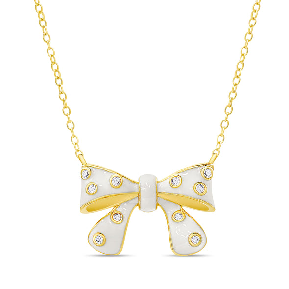 Bow Necklace with CZ