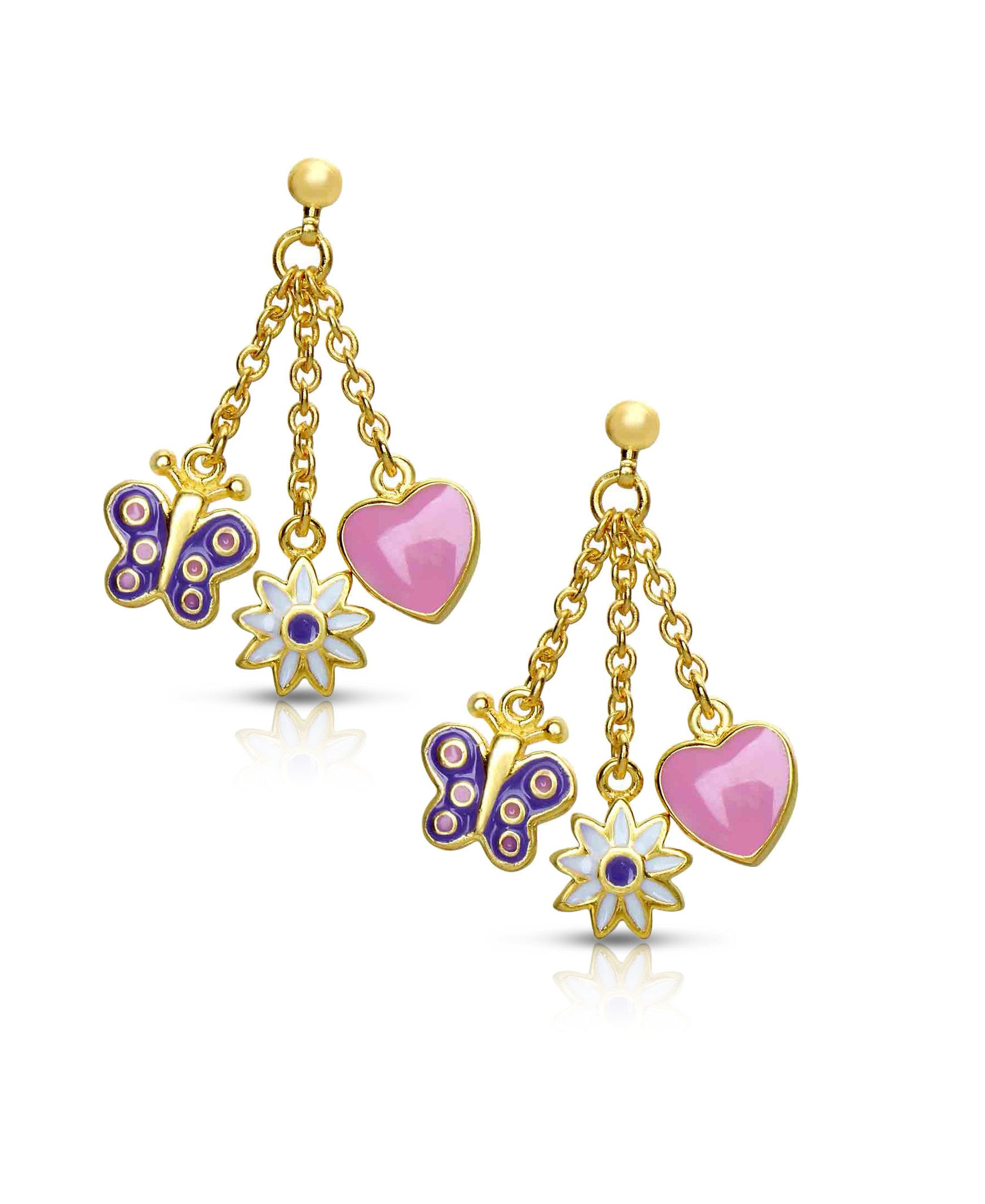 Buy Kids Earrings | Two Hearts Dangle Earrings | Hypoenic 18k Gold Plated  Leverback Earrings for Girls Online at desertcartINDIA