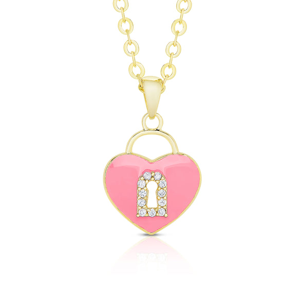 Heart Lock Pendant with CZ