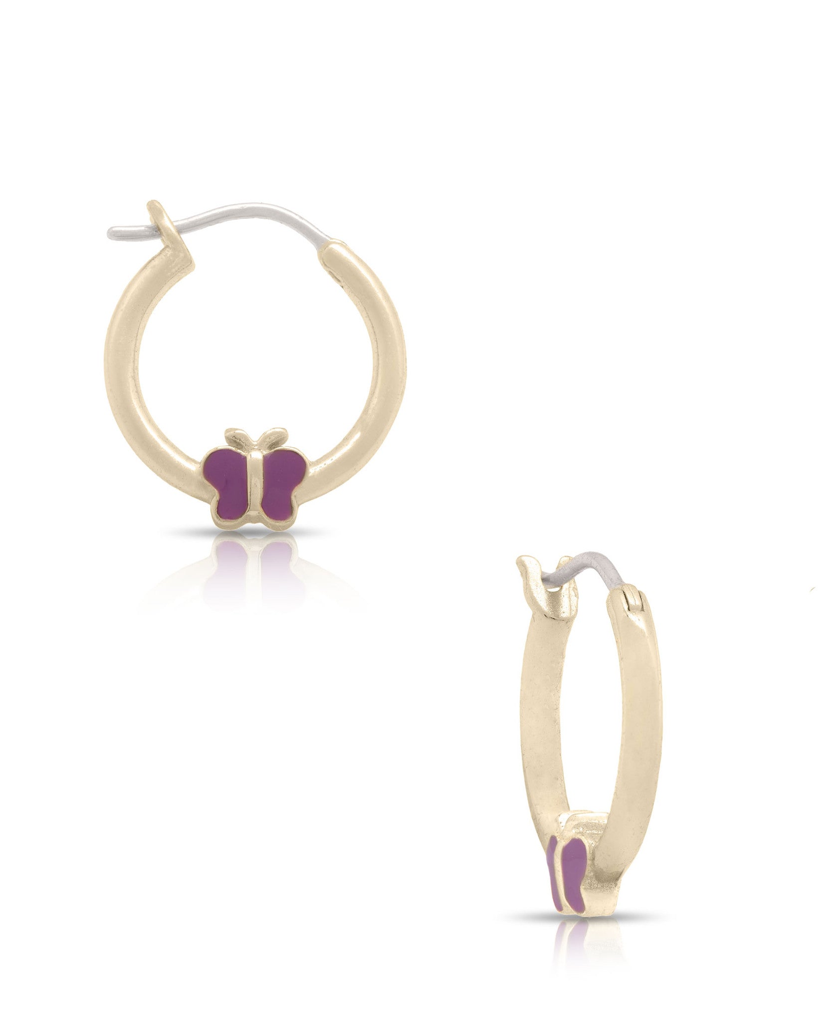 Child's Hoop Earrings with Pink Cubic Zirconia in 14K Gold | Peoples  Jewellers