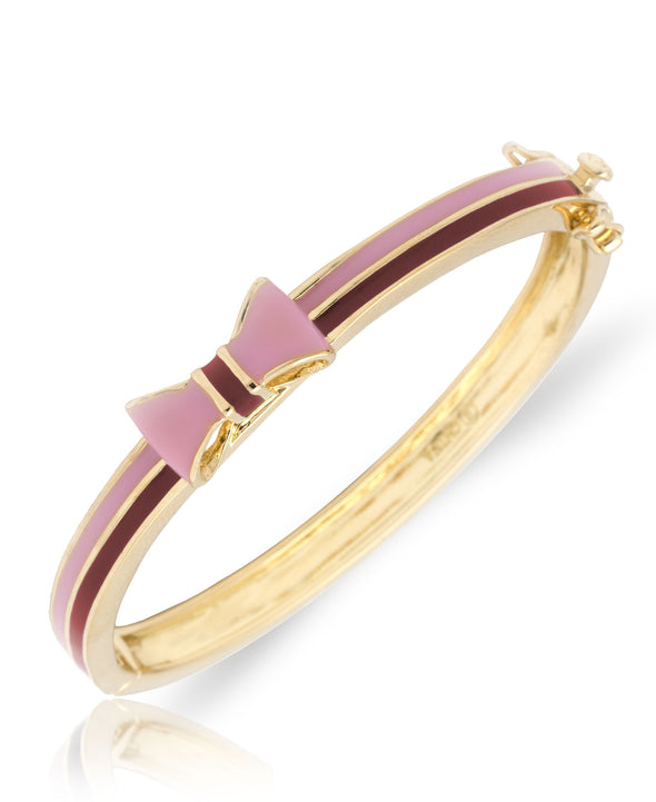 Pink and Maroon Striped Bow Bangle