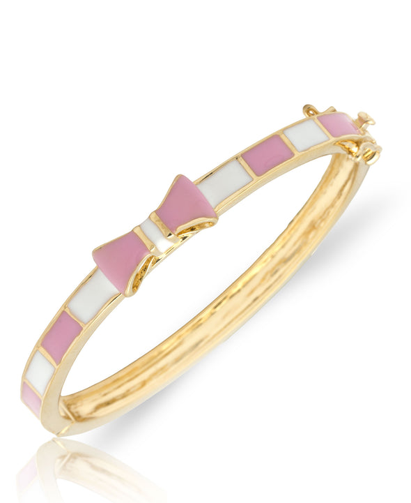 Pink and White Bow Bangle