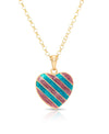 Striped Heart Pendant (Purple/Blue)