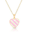 Striped Heart Pendant (Pink/White)