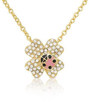 CZ Flower Necklace with Ladybug