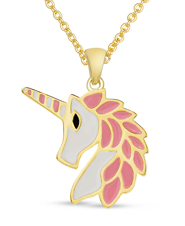 Unicorn Pendant Necklace (Pink/White)