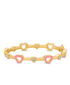 Open Hearts and Crystals Bangle Bracelet - Pink