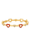 Open Hearts and Crystals Bangle Bracelet - Red