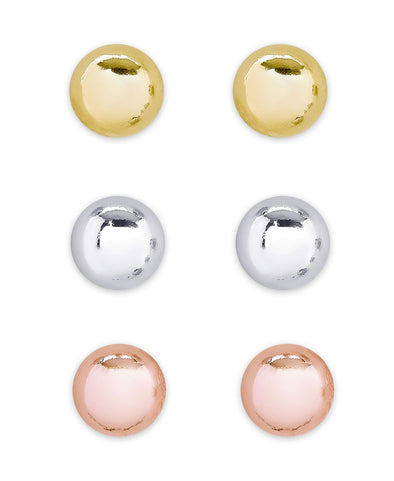 Ball Studs Set in Sterling Silver (Gold, Silver, Rose)