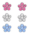 Crystal Flowers Stud Set in Sterling Silver