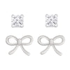 Bow and CZ Stud Set in Sterling Silver