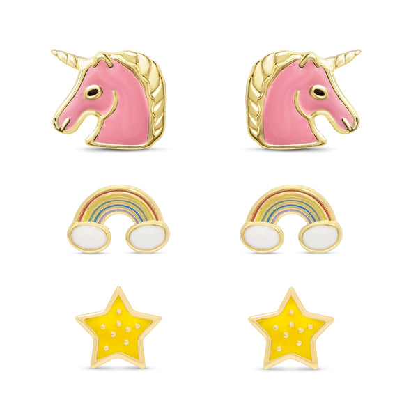 Magical Unicorn Stud Set in Sterling Silver