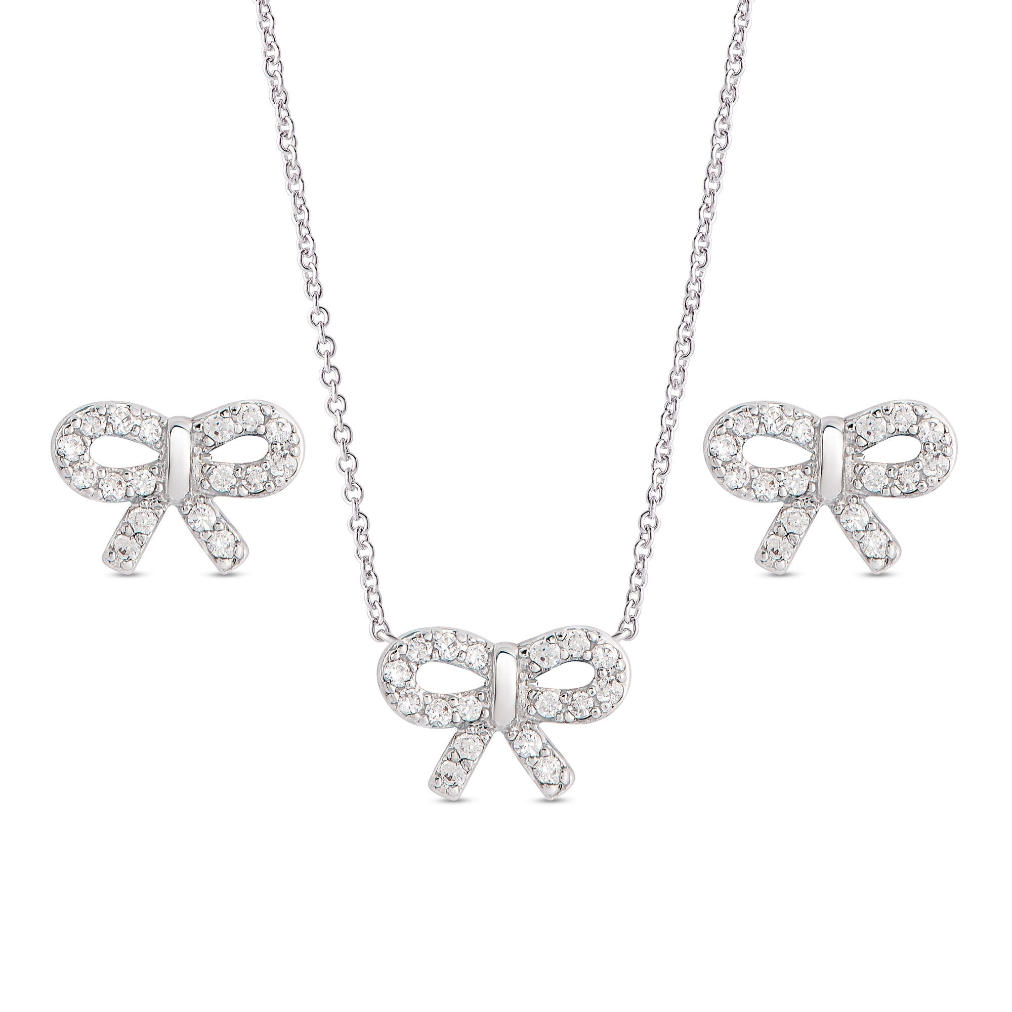 Sterling silver black CZ bow earrings