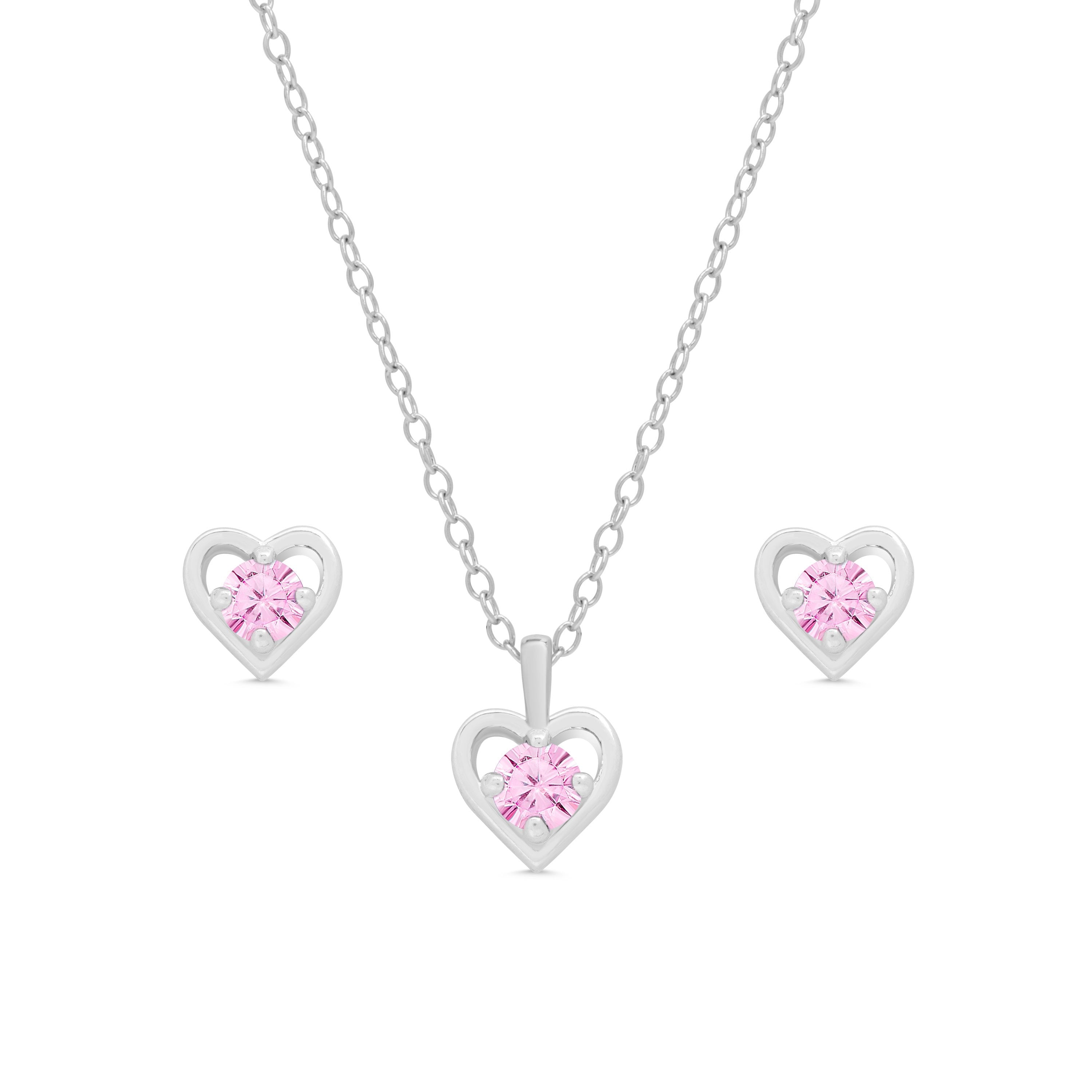 Buy CLARA Sterling Silver Rhodium Plated Valentine Pendant Earring Necklace  Set With Chain for Women Online