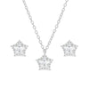 CZ Star Necklace and Earrings Set in Sterling Silver