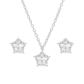 CZ Star Necklace and Earrings Set in Sterling Silver