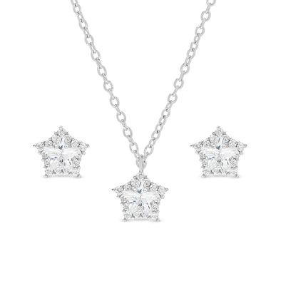 White Cubic Zirconia 120 Facets Rhodium Over Sterling Silver Necklace And Earrings  Set 3.53ctw - DOB842 | JTV.com