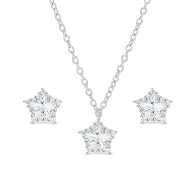 CZ Star Necklace and Earrings Set in Sterling Silver – Lily Nily