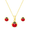 Ladybug Pendant and Stud Earrings Set