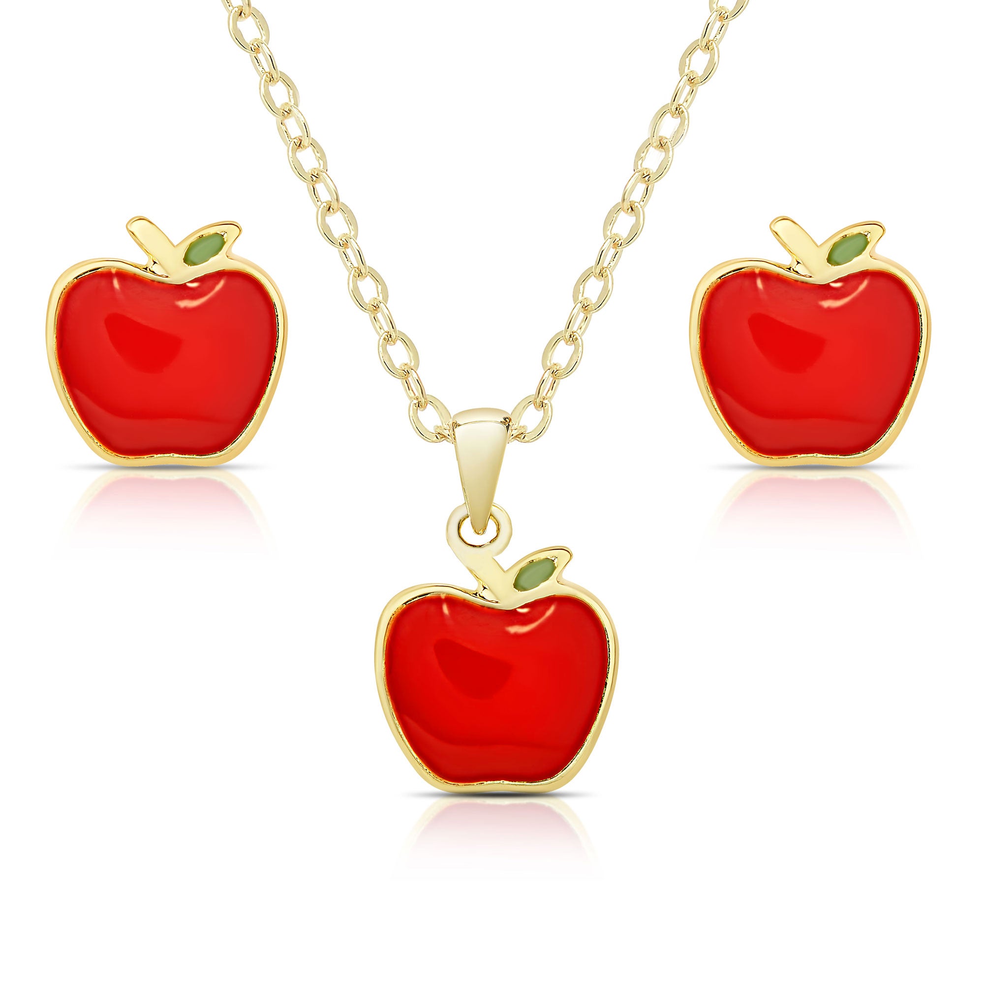 Tiny Red Enamel Apple Necklace - Teacher Gift Apple Fruit Charm Pendant NEW  | eBay