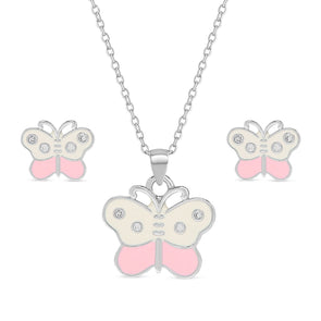 Butterfly w/CZ Necklace and Earrings Set