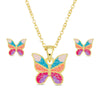Glitter Butterfly Necklace and Earrings Set