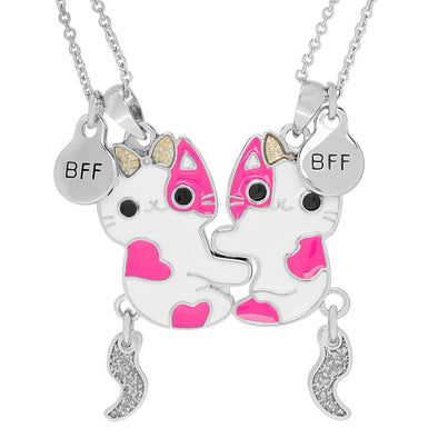BFF Magnetic Cat Necklace Set - Pink